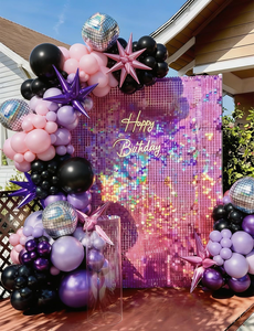 Set de 109 Globos de Cadena en Rosa, Morado <span class=keywords><strong>y</strong></span> Negro con Globos de Estrella Explosivos, Decoración para Fiesta de Cumpleaños - Product Image 3