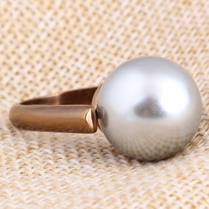 แหวนมุก โรสโกลด์ ประดับมุกทรงกลม เครื่องประดับสำหรับใส่ทุกวัน - Product Image 3