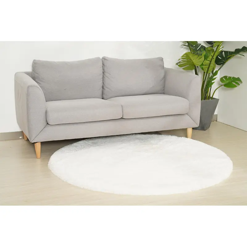 Modern Design White Round Fluffy Carpets Rug For Living Room