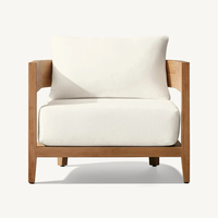 Meubles d'extérieur minimalistes de designer, ensemble de canapés en bois, élégant canapé en teck pour jardin et patio