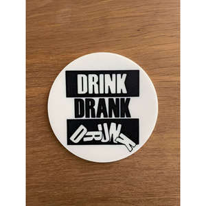 <b>Drink</b> <b>Coaster</b> White Plastic Promotional Round <b>Drink</b> Drank Design - Product Image 1