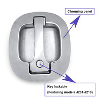 Poignée de serrure à deux points à clé en alliage de zinc chromé durable, véhicule d'ingénierie, poignée en forme de I, loquet