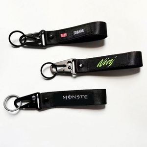 <b>Custom</b> logo Nylon Lanyard <b>Keychain</b> Wristlet Carabiner Tactical Metal Hook <b>Keychain</b> - Product Image 1