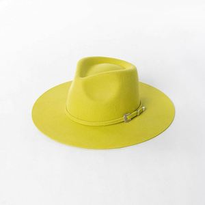 High Quality Wide Brim 100% Wool Felt Fedora Hat Sombreros Wholesale Solid Color Plain Stiff Brim Women Men Fedora Hats - Product Image 6