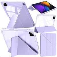 Funda para Xiaomi Pad 7/7 Pro 11.2 Pulgadas 2024 con Soporte para Lápiz, Cubierta Transparente, Soporte Tríptico en Forma de Y, Carcasa Rígida Trasera, Cubierta Acrílica