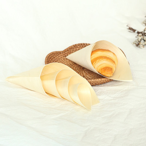 Cono de Madera de Abedul Natural Desechable para Postres, Cono de Madera para Servir Dulces, Aperitivos y Buffets en Bodas y Fiestas - Product Image 1