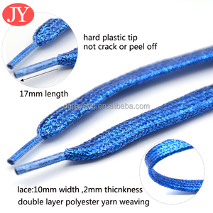 <span class=keywords><strong>Lacets</strong></span> de chaussures de <span class=keywords><strong>120</strong></span> <span class=keywords><strong>cm</strong></span>, fabrication à double couche, <span class=keywords><strong>lacets</strong></span> <span class=keywords><strong>plats</strong></span> décontractés et sportifs, polyester, colorés, paillettes métalliques dorées - Product Image 3