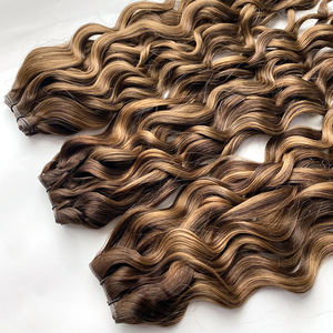 Extensiones de Cabello Remy Europeo con Doble Trama, Teñidas, con Textura de Ondas de Agua Rizadas, Color <span class=keywords><strong>Balayage</strong></span>, Todos los Colores Disponibles - Product Image 1