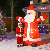 Père Noël gonflable de 8 pieds avec motif étoile et lumière LED, décoration de Noël gonflable pour la cour, le marché de Noël en plein air, la maison et le jardin