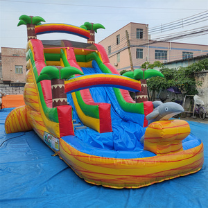 Prezzo a buon mercato 18 piedi scivolo d'acqua luna rimbalzo gonfiabile con acquascivolo doppio scivolo gonfiabile - Product Image 2