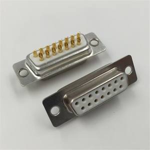 Conector Hembra D-SUB VGA de 15 Pines de Alta Densidad, Tipo Soldadura, Terminal de Latón, Clasificación IP68, Carcasa de Aleación de Zinc - Product Image 1