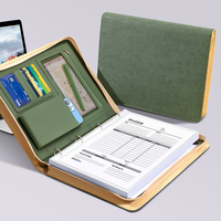 Portafolio Vintage A4, Carpeta de Negocios de Cuero PU con Cierre de Cremallera, Soporte para Teléfono, Ranuras para Tarjetas para Trabajo y Viajes