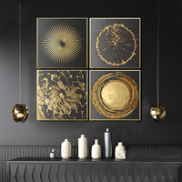 Affiches d'art mural personnalisé rétro, feuille d'or abstraite, de luxe, peinture artistique en toile nordique, décoration de maison