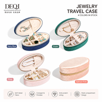 DEQI en stock : Étui de voyage pour bijoux, organiseur portable en velours, boîte de rangement pour bagues et colliers avec fermeture éclair