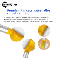 7PCS Mata Bor Router Kuning Bentuk Bola, Solid Carbide Ball End Mills untuk Ukiran Kayu, Pahat Ukiran Akar, Shank Lurus 6mm