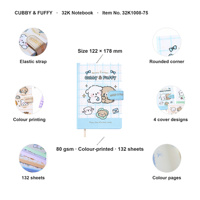 Carnet à couverture rigide 32K avec boucle magnétique, motif chiot mignon, 132 pages colorées, agenda pour enfants et filles, cadeau scolaire, papeterie en gros