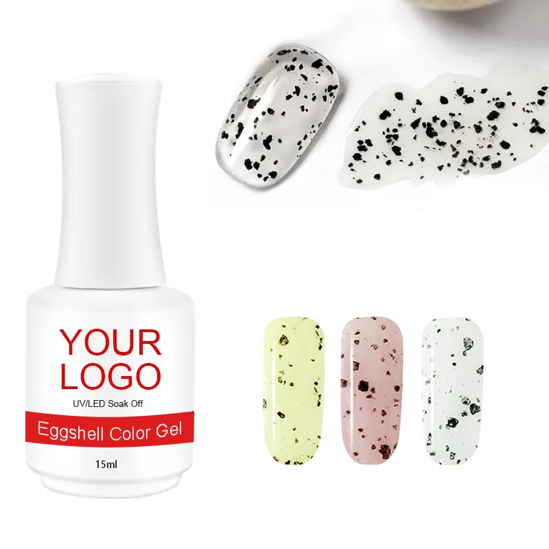 Semi-trasparente di alta qualità eggshell color gel polish black spot gel color uovo di quaglia con colori come base e etichetta privata