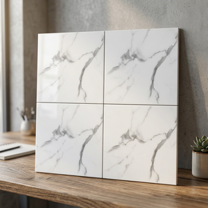 Carreaux de sol en céramique de porcelaine émaillée brillante effet marbre de luxe moderne 40x40cm – Design intérieur haut de gamme - Product Image 2