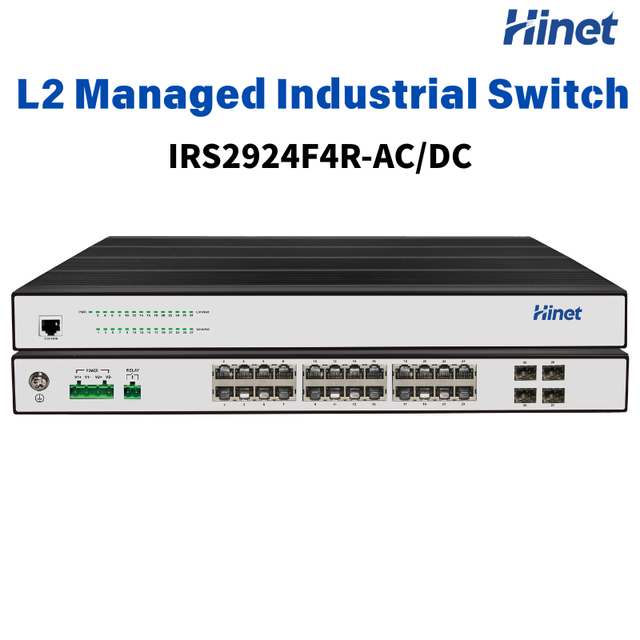 L2 Managed Rack-Mount Industrial Ethernet Network Switch 28 Port Gigabit 4 SFP Optional PoE AC/DC SNMP QoS
