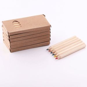 Ensemble de crayons de couleur miniatures en bois naturel personnalisés de 6 pièces de 3,5 pouces pour enfants, cadeau promotionnel - Product Image 4
