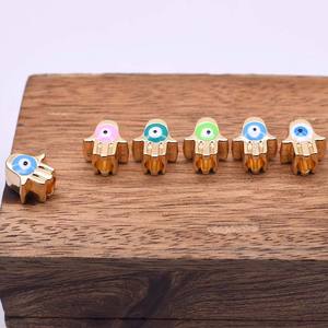 Cuentas con forma de ojos malvados turcos, cuentas espaciadoras sueltas de aleación de Metal con goteo de aceite esmaltado para fabricación de joyas, pulsera DIY con agujero grande de 4mm - Product Image 6