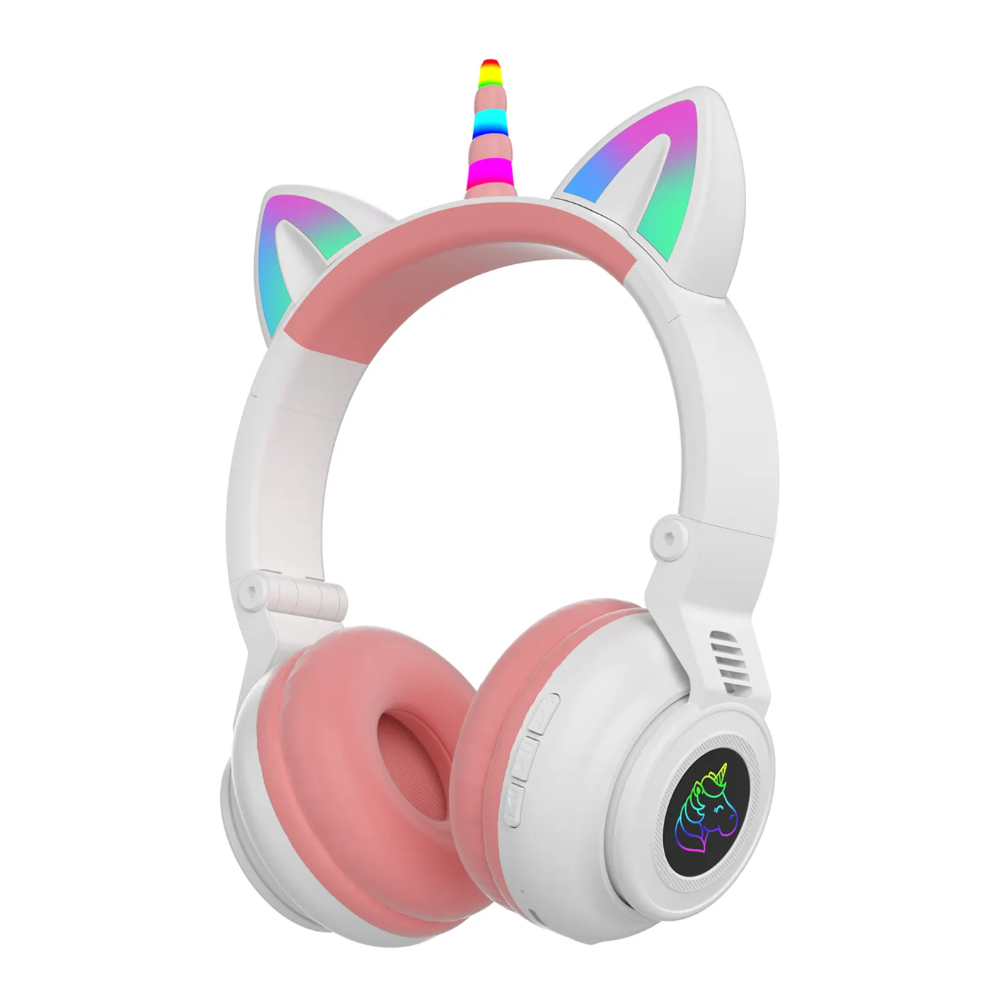 Casque licorne YUSONIC pour filles, enfant pliable sans fil pour filles tout-petits tablette/pad/feu Amazon, cadeaux d'anniversaire lumineux