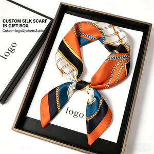 وشاح حرير نقي 100٪ مطبوع بنقشة الفهد والنقاط، تصميم مخصص أنيق وفاخر في علبة هدايا - بيع بالجملة في الأسواق العالمية - Product Image 1