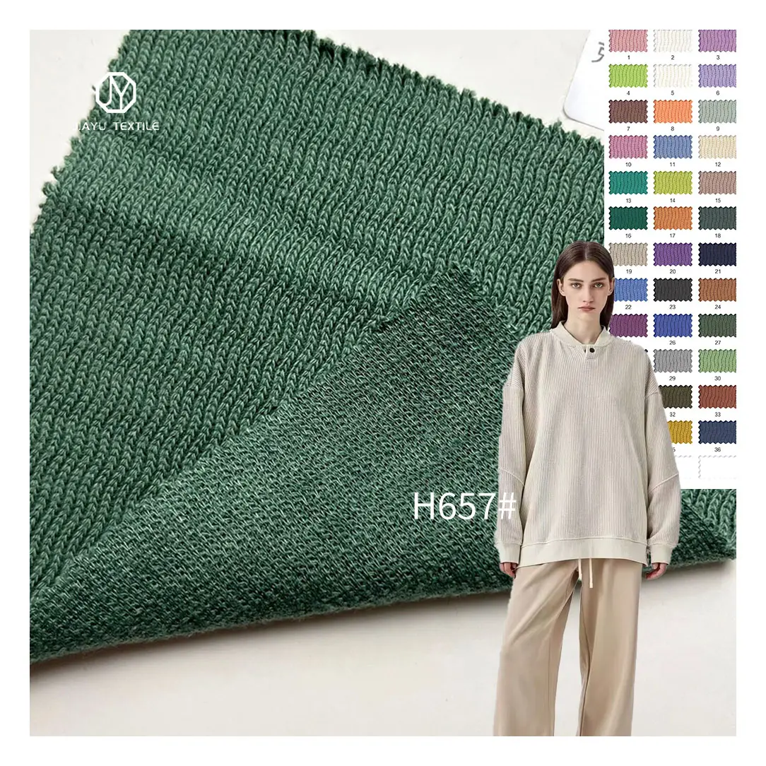 300G français vague motif jacquard TC mélangé tissu tricoté 22.4 polyester 73.6 coton 4 rayonne bébé robe T-shirt tissu