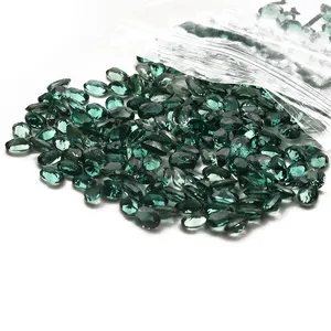 热销水晶宝石切割圆形玻璃宝石抛光石英石珠宝戒指镶嵌绿色玻璃宝石