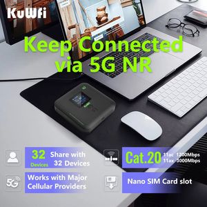 Kuwfi băng tần kép 3.5Gbps 6000mAh di động <span class=keywords><strong>wifi</strong></span> router với khe cắm thẻ Sim 32 người dùng 5G bỏ túi <span class=keywords><strong>Wifi</strong></span> 3000m Modem không dây truy cập dữ liệu - Product Image 4