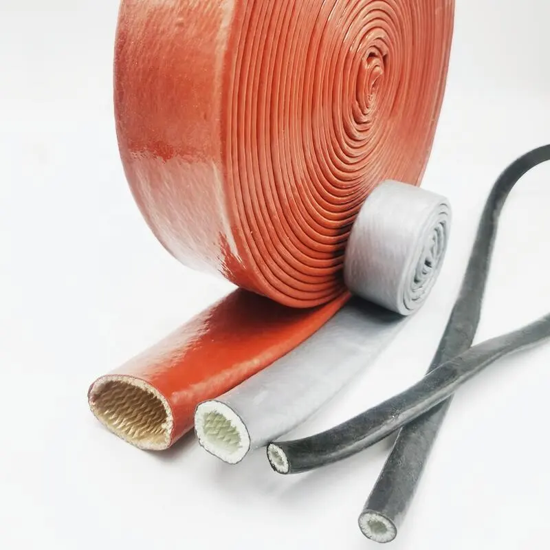 Pneumatic lines electrical cables control wiring protection Heat Resistant Silicone Rubber Coated Glass Fibre fire Sleeve
