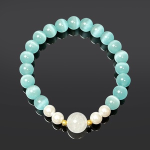 Bracciale con perline in cristallo di pietra, ametista e occhio di gatto, colore solido, versatile, unisex, per ufficio, regali di Natale, coppie - Product Image 3