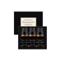Private Label Vente en gros Coffret cadeau d'huile essentielle de massage de 10ml Coffret 3 huiles essentielles au parfum de plantes fruitées et aromathérapie