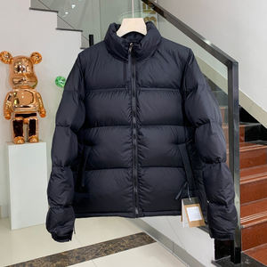 Veste d'hiver pour homme de qualité supérieure, en duvet, coupe classique, col montant, fermeture éclair, couleur unie, coton épais - Product Image 5