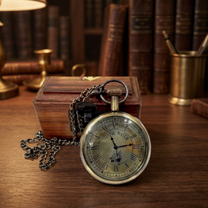 Reloj de Bolsillo de Latón con Diseño del Titanic, con Caja de Madera – Regalo Náutico - Product Image 3