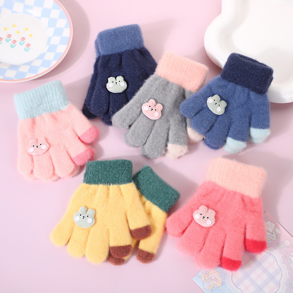 HY Autumn and Winter Cute Little Rabbit Finger Gloves for Baby