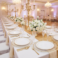 Assiettes de présentation classiques en verre à bord doré, sous-assiettes décoratives pour hôtels, restaurants, mariages, centres de table, vente en gros