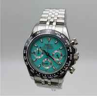 Montre à mouvement VK63, montre argentée avec calendrier, matériau en acier inoxydable 904L, six aiguilles, chronographe segmenté, montre pour homme