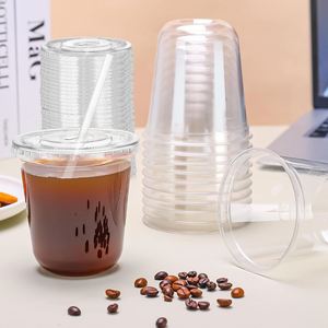 Vasos Desechables para Mascotas de 400 ml con Tapas Planas y Pajitas, Vasos Transparentes de Plástico para Fiestas, Cumpleaños, Bodas, Eventos Navideños - Product Image 4