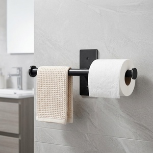 <span class=keywords><strong>Portarotolo</strong></span> Doppio da Parete in Acciaio Inossidabile Nero di Alta Qualità per Bagno, Cucina, Camera da Letto - Product Image 1