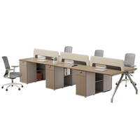 Bureau modulaire convertible moderne à 4 places, poste de travail de coworking, design en bois durable, extensible, espace ouvert, usage commercial