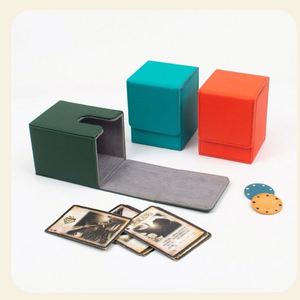 Factory-Hot-Selling Storage Color <b>Playing</b> Poker Packaging Box Pu Leather Vertical Insert Game <b>Card</b> Case - Product Image 2