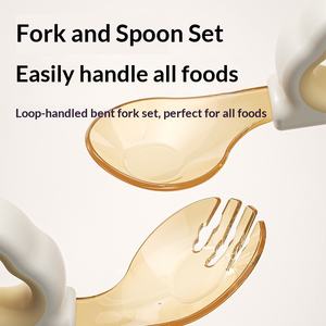 Ensemble fourchette et cuillère pour bébé ESTICK - Silicone de qualité alimentaire, design simple pour <span class=keywords><strong>les</strong></span> enfants d'un an, vaisselle pour l'autonomie alimentaire - Product Image 3