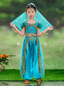 Ensemble de danse du ventre pour filles, style princesse, inspiration indienne et orientale, avec <span class=keywords><strong>sari</strong></span>, costume de spectacle <span class=keywords><strong>Bollywood</strong></span> pour enfants - Product Image 5