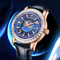 Creux sport en acier inoxydable hommes verre lumineux étanche mouvement mécanique personnalisé à la mode Gentleman haut de gamme