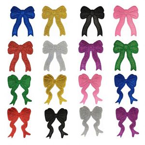 Nouvelle Patch Brodé Écologique Thermocollant 4 pouces / 4,7 pouces avec Nœud Scintillant Coloré pour Décoration de Chapeaux et Sweats à Capuche - Product Image 1