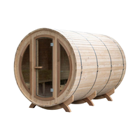 Sauna de barril de madera para 4 a 6 personas, con calefacción eléctrica exterior, diseño rústico de madera maciza, funciona con enchufe de 220-240V