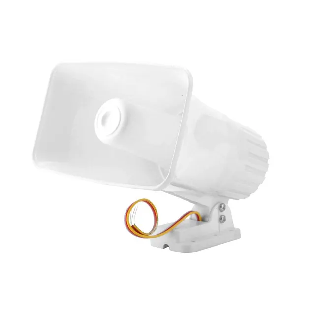 Alarma de sirena para exteriores, bocina electrónica de 120dB, con cable de Color blanco de 12v y 30w, alarma de seguridad antirrobo