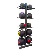 Support mural pour balles de fitness, simple poteau, 4 niveaux, double bras, fixation par boulons, installation facile, idéal pour la salle de sport et la maison