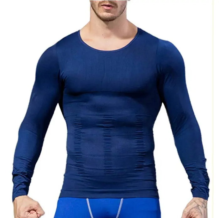 Tùy Chỉnh Nylon Dưới Cơ Sở Lớp Tops Dàn Men Của Giảm Bia Belly Slim Nhanh Khô Thể Thao Compression Wear Dài Tay Áo Thun